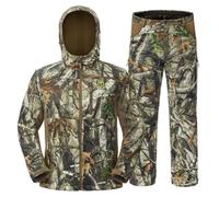 TIDEWE Hunting Clothes for Men with Fleece Lining, Safety Strap Compatible Water Resistant Silent Hunting Jacket and Pants