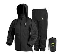 TideWe Rain Suit, Waterproof Breathable Lightweight Rainwear (Black Size L)