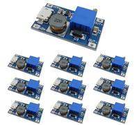 Tidgel 10-Pack DC-DC Step Up Converter Module, 2A Adjustable Voltage Regulator 2-24V to 5-28V, 93% Efficiency Boost Board for DIY LED Fans Power Supply Projects