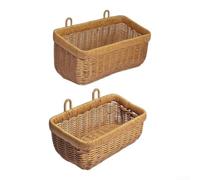 Tidgel 2 Pack PP Rattan Hanging Bins Yellow Wall Organizer | Stylish open weave pattern, yellow finish, adds natural charm to kitchen decor, set of two bins
