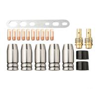 Tidgel 20Pcs MIG Welding Consumable Kit for 15AK Torch, 0.8mm Nozzles, 5 Gas Cups, 2 Holders, Insulators, Wrench, 180A Metal Parts