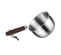Tidgel 304 Stainless Oil Warmer Pot 180ml Pour Spout | Heat resistant wooden handle, comfortable grip, safety from high heat, easy maneuvering