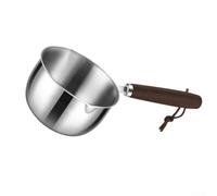 Tidgel 304 Stainless Oil Warmer Pot 180ml Pour Spout | Heat resistant wooden handle, comfortable grip, safety from high heat, easy maneuvering