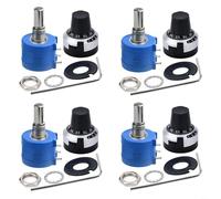 Tidgel 4-Pack 3590S-2-103L 10K Ohm Wirewound Potentiometer With Knobs, ±0.25% Linearity, 1M Turn Life For Electronics