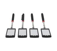 Tidgel 4-Pack Telescoping Inspection Mirror with LED Light, 360 Degree Flexible Neck, Extendable 290-880mm Metal Frame Tool for Auto Repair
