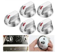 Tidgel 5pcs DG64-00473A Stove Knobs Top Burner Control for Samsung Gas Range NX58H5650WS - Heat Resistant Metal for dial Knob Kit Grey