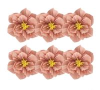 Tidgel 6pcs 3D Crepe Paper Flowers 20cm Handcrafted Artificial Decor, for Wedding Party Home Wall Room Birthday Baby Shower Event(Pink 2 color)