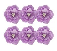 Tidgel 6pcs 3D Crepe Paper Flowers 20cm Handcrafted Artificial Decor, for Wedding Party Home Wall Room Birthday Baby Shower Event(Shallow purple)