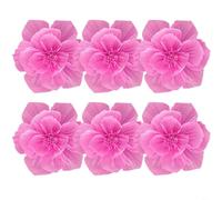 Tidgel 6pcs 3D Crepe Paper Flowers 20cm Handcrafted Artificial Decor, for Wedding Party Home Wall Room Birthday Baby Shower Event(Dark Pink)
