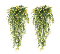 Tidgel 75cm Artificial Hanging Eucalyptus Vine with Lifelike Greenery Plastic Plants for Indoor Outdoor Home Wall Wedding Party Decoration(Yellow)
