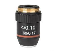 Tidgel Achromatic Objective Lens 195mm Copper Core 4X-100X Oil Immersion High for Biological Microscope RMS 20.2mm Thread Lab Research(4X)