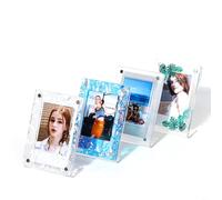 Tidgel Acrylic Magnetic Photo Frame Clear 3-Inch L-Shaped Desk Display for INSTAX for MINI Vertical Horizontal Orientation Set of 4