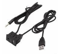 Tidgel Car AUX USB Socket 3.5mm Flush Mount Cable for Toyota Dashboard Audio Interface Extension Black