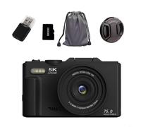 Tidgel Digital Camera 5K Resolution 75MP, 5K Resolution,Digital Camera,High Definition,Flip Screen,Selfie-capable,WiFi Transfer For Travel And Real Time Streaming(Black 32G)