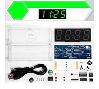 Tidgel DIY Digital Tube Clock Kit with Temperature Alarm, 51 MCU DS1302 Module, 7-Color LED Display for Electronics Learning and School Projects(Green)