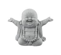 Tidgel Fat Smiling Buddha Statue Sandstone Effect 8.8cm Garden Ornament