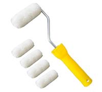 Tidgel for mini Wool Roller Brush Set with 20mm Head, Soft-Grip Handle for Smooth Paint Finish, for ideal for Detail Work and Trim, White (1 Handle + 4 Heads)