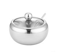 Tidgel for Premium Sugar Jar Stainless Steel 450ml with Clear Lid and Matching Spoon Extra Large Dispenser for Kitchen Counter Buffet