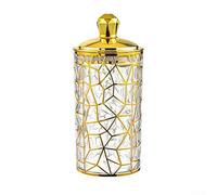 Tidgel Gold Striped Round Storage Jar with Lid, Airtight PET Plastic Container for Kitchen Snacks Grains and Sundries, Elegant Sealed Canister Small(24.5 * 10cm dense turtle pattern)