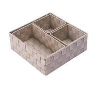 Tidgel Hand Woven Nylon Storage Basket, Desktop Organizer for Remote Controls & Makeup, Versatile Home Decor Box for Living Room, 28x28x10cm(Khaki)