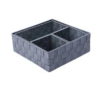 Tidgel Hand Woven Nylon Storage Basket, Desktop Organizer for Remote Controls & Makeup, Versatile Home Decor Box for Living Room, 28x28x10cm(grey)
