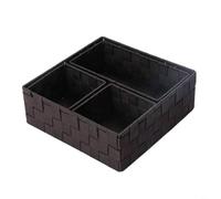 Tidgel Hand Woven Nylon Storage Basket, Desktop Organizer for Remote Controls & Makeup, Versatile Home Decor Box for Living Room, 28x28x10cm(coffee)