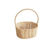 Tidgel Handmade Wicker Easter Basket, Colorful Vine Flower Basket with Handle for Egg Hunt, DIY Crafts, Fruit Storage and Home Decor, Cream(A)