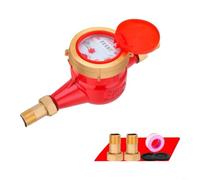 Tidgel High Temperature Water Meter DN15 4-Point Solar Hot Cold Flow Counter 90C Rust Resistant Iron Copper Connector for Home Plumbing(C)