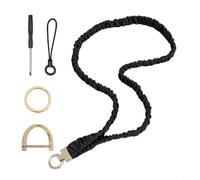 Tidgel Lanyard Strap Keychain,With Thickened Simulation Wire And Zinc Alloy, 90Cm Circumference, Black/Starlight/Leopard Print Keychain Lanyard(Black)