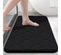 Tidgel Memory Foam Bath Mat 24x16 Inch, Ultra-Soft Grey Non-Slip Rug, Absorbent & Machine Washable for Shower Floor(40 * 60cm Black)