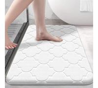 Tidgel Memory Foam Bath Mat 24x16 Inch, Ultra-Soft Grey Non-Slip Rug, Absorbent & Machine Washable for Shower Floor(40 * 60cm White)