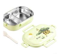 Tidgel Multi-Layer Stainless Steel Lunch Box for Students - Insulated Food Container with Secure Lid for Salad and Fruit 21x15x6cm(Green2)