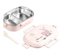Tidgel Multi-Layer Stainless Steel Lunch Box for Students - Insulated Food Container with Secure Lid for Salad and Fruit 21x15x6cm(Pink2)
