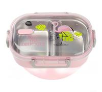 Tidgel Multi-Layer Stainless Steel Lunch Box for Students - Insulated Food Container with Secure Lid for Salad and Fruit 21x15x6cm(Pink1)