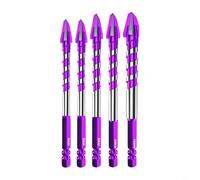 Tidgel Multifunction Drill Bit Set 6-12mm For Electric Drill, Offset Cutting Path, Purple Coated, Hexagonal Shank, For Tile And Concrete(5pcs)