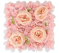 Tidgel Realistic Artificial Flower Wall Panel 40x40cm Silk Rose Peony Hydrangea for Wedding Backdrop Photography Decor Pink(40 * 40 Pink)