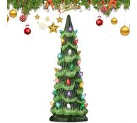 Tidgel Retro Hand-Painted Tabletop Christmas Tree with LED Lights | Glossy Retro Design, Auto-timer LEDs, ABS Material, 10-20cm Sizes, Perfect For Desks Mantels Shelves, for ideal Holiday