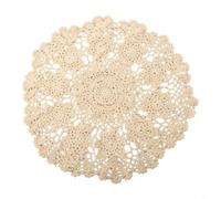 Tidgel Round Cotton Doily Mat 40cm Heat Resistant | cotton fabric, handmade floral design, 40cm diameter, retro hollow style, for beige color tone