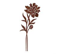 Tidgel Rustic Metal Garden Stake: Charming Flower Silhouette Decor for Outdoor Yard, Lawn & Pathway Landscaping, 30cm Wrought Iron Ornament(B)