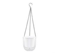 Tidgel Self-Watering Hanging Flower Pot with Visible Water Level,Transparent PET for Indoor Outdoor Herbs Flowers,White S 11.3x11.5cm(Medium)