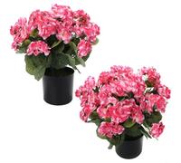 Tidgel Silk Flocking Begonia Flower Bouquet,with Pot, Lifelike Artificial Floral Arrangement, for Wedding Centerpiece, Home Office Decor (Pink *1)