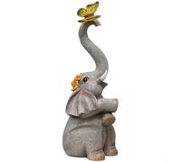 Tidgel Solar Powered Resin Elephant Statue | Hand-painted Yellow Finish, Auto Night Illumination, for durable Resin For Patios & Yards, Compact Lightweight Design