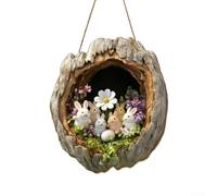 Tidgel Spring Door Hanging Decoration 30cm Wooden Bunny Style