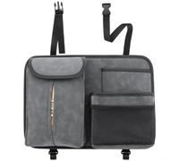 Tidgel Suede Leather Car Seat Back Organizer with Tissue Holder, Multi-Layer Storage Bag for Auto Interior, Hanging Mesh Pockets Easy And Quick To Use(Grey)