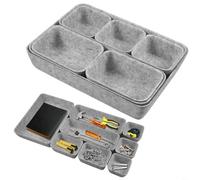 Tidgel Versatile Woven Fabric Storage Boxes Set: 8-Piece Felt Organizer For Cosmetics, Accessories & Office Supplies, Dark Grey/Blue/Shallow Grey/Pink(Pink)