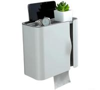 Tidgel Wall Mounted Waterproof Box Holder with Magnetic Closure, Dual Roll and Folded Paper Dispenser, Transparent Window Bathroom Storage Organizer, Milk White