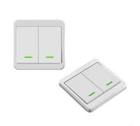 Tidgel Wireless Light Switch 433MHz, 1-Gang RF Remote Control Panel for LED Lamps, No Wiring Needed Retrofit Kit, White 86x86mm(2GANG)