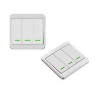 Tidgel Wireless Light Switch 433MHz, 1-Gang RF Remote Control Panel for LED Lamps, No Wiring Needed Retrofit Kit, White 86x86mm(3GANG)