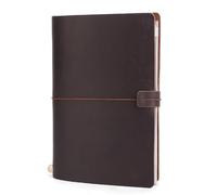 TIDING A5 Genuine Leather Travelers Journal Notebook Cover with Inner Pockets & Card Slots for Men Women Artist Gift, Vintage Dark Brown