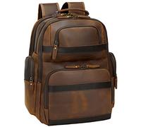 TIDING Leather Backpack for Men, Full Grain Leather Large Capacity Travel Backpack Vintage Casual Daypack fit 15.6 Inch Laptop Bookbag for College Work Outdoor